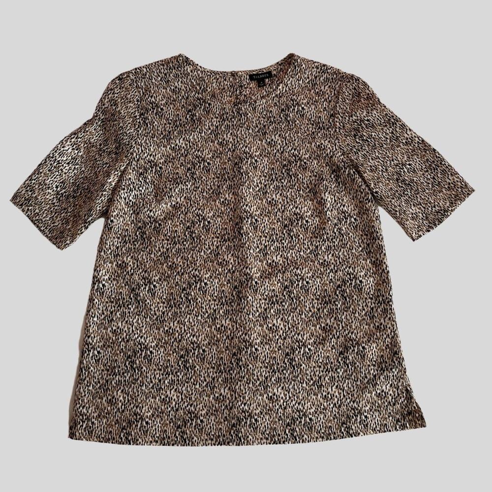 Talbots Animal Print Short Sleeve Blouse Size 4
